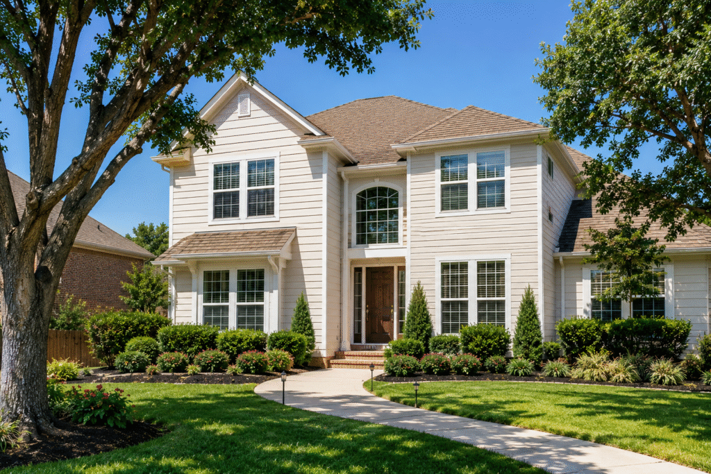 Energy-efficient vinyl siding installed on a North Texas home to help reduce heat transfer, improve comfort, and enhance curb appeal during hot Texas summers.